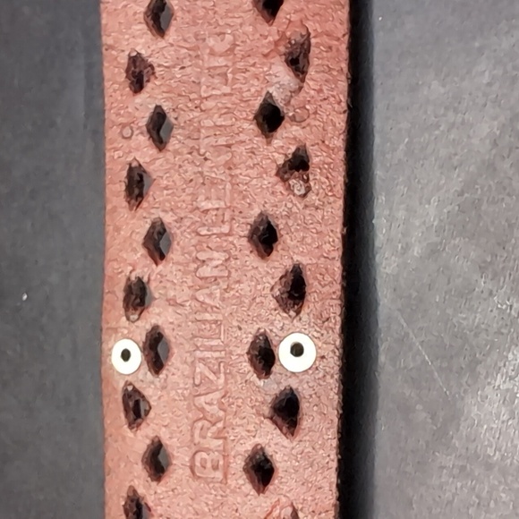 Women's Brown Brazilian Leather Western Style Belt with Punched Hole Design. - Picture 9 of 9